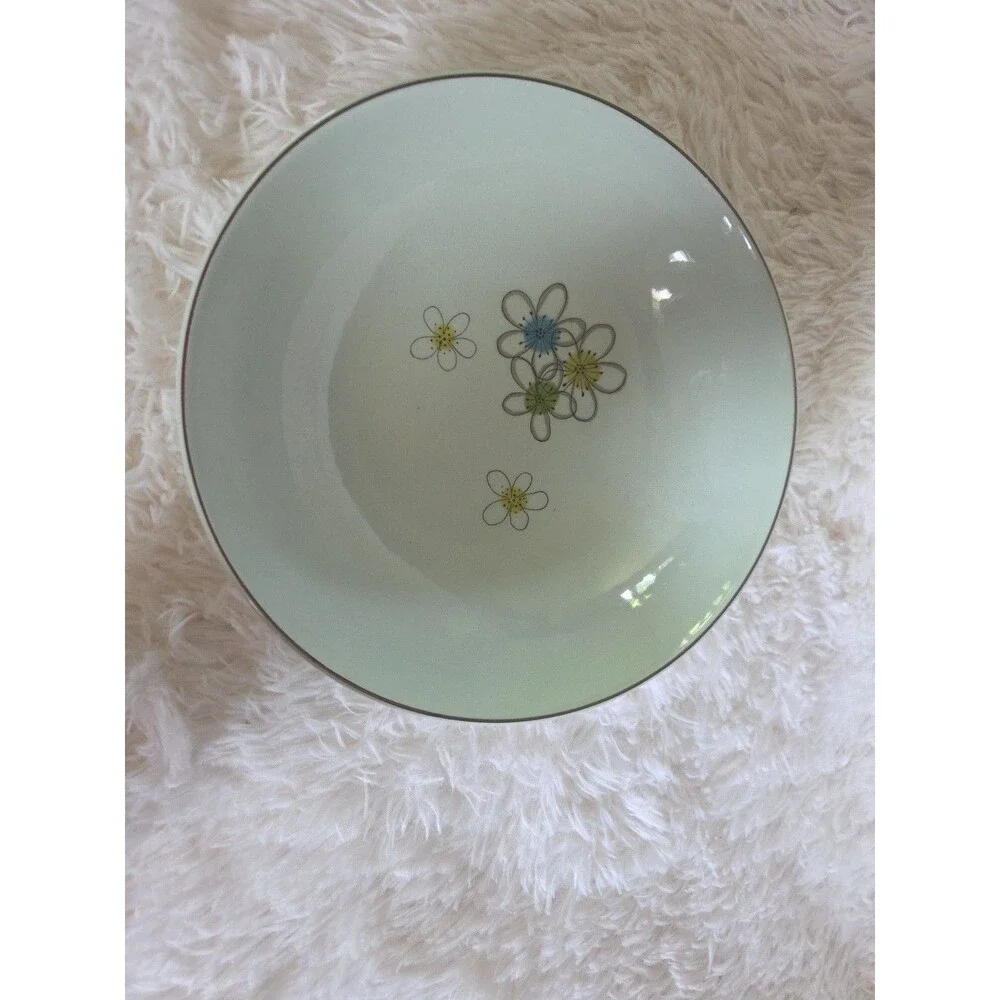 Mist  Nobility Permaware  Serving Bowl Green  1950s MCM Atomic Daisies